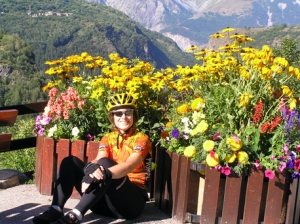 Laura at the beginning of the climb up the Col de Sarenne